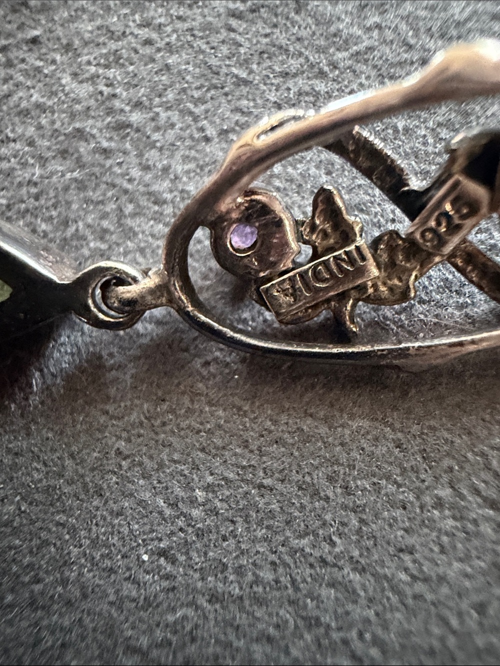 KR Silpada Sterling Silver Peridot Drop Earrings with Amethyst Accents - Picture 3 of 3